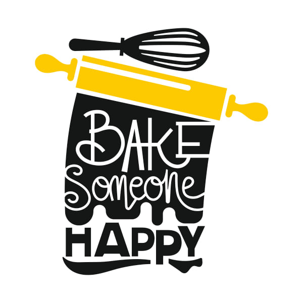 Sticker pentru bucatarie, bake someone happy, negru-galben, 45 x 47