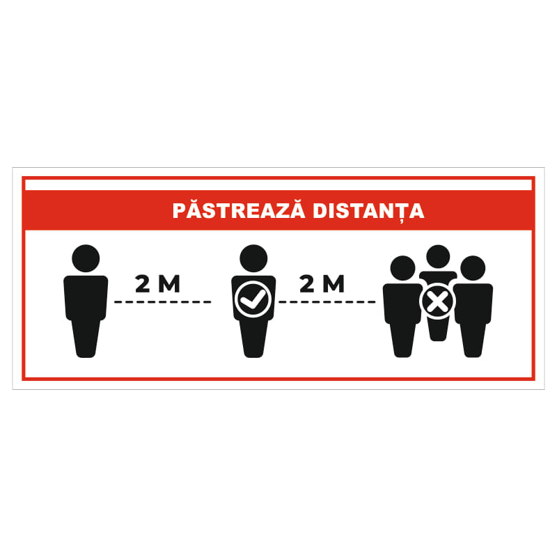 Sticker de atentionare pentru grupuri mai mari de persoane, pastreaza distanta-