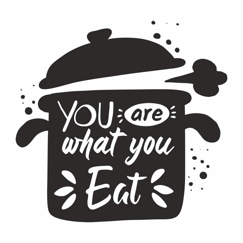 Sticker motivational, pentru bucatarie, gatit, you are what you eat, negru, 80 x 76