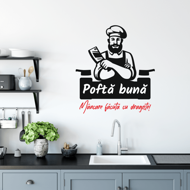 Sticker pentru gatit, bucatarie, pofta buna, negru-rosu, 97 x 87 - 1 | YEO