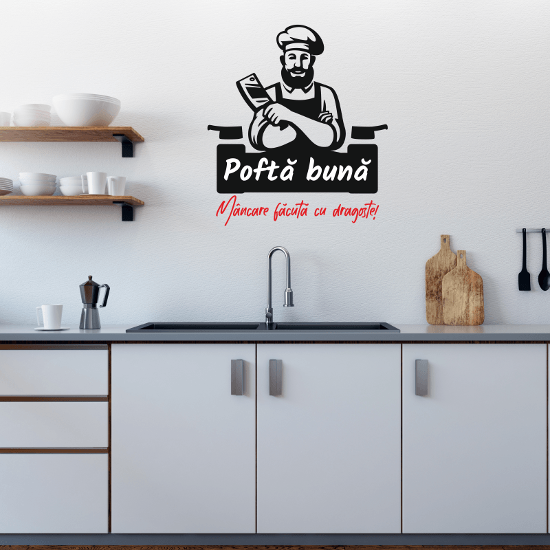 Sticker pentru gatit, bucatarie, pofta buna, negru-rosu, 97 x 87 - 3 | YEO