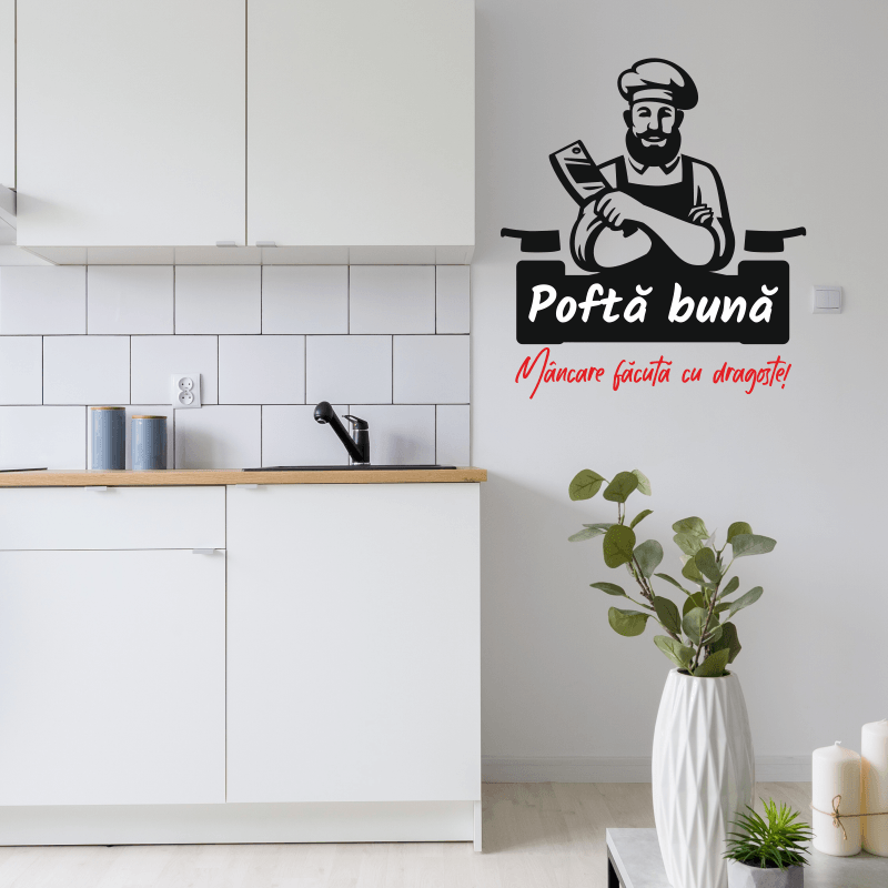 Sticker pentru gatit, bucatarie, pofta buna, negru-rosu, 97 x 87 - 4 | YEO