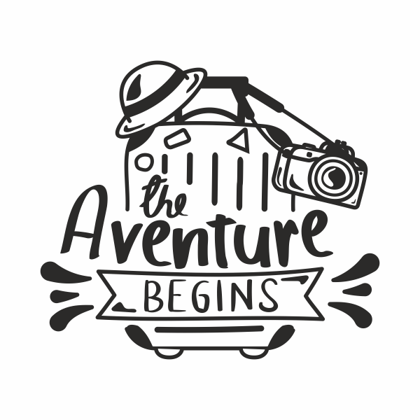 Sticker pentru perete, the aventure begins, negru, 57 x 65