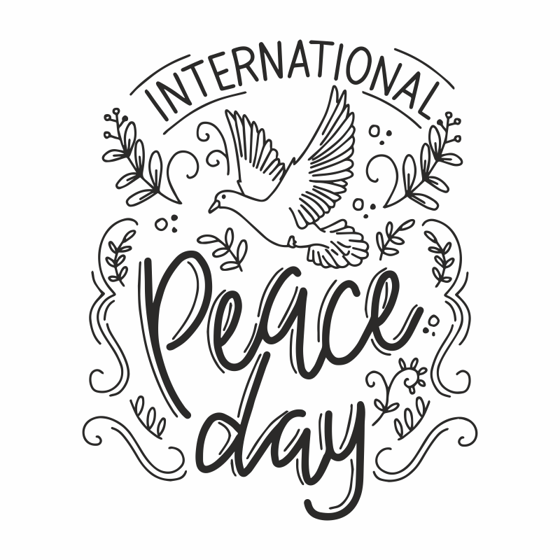Sticker pentru casa, international peace day, negru, 70 x 58