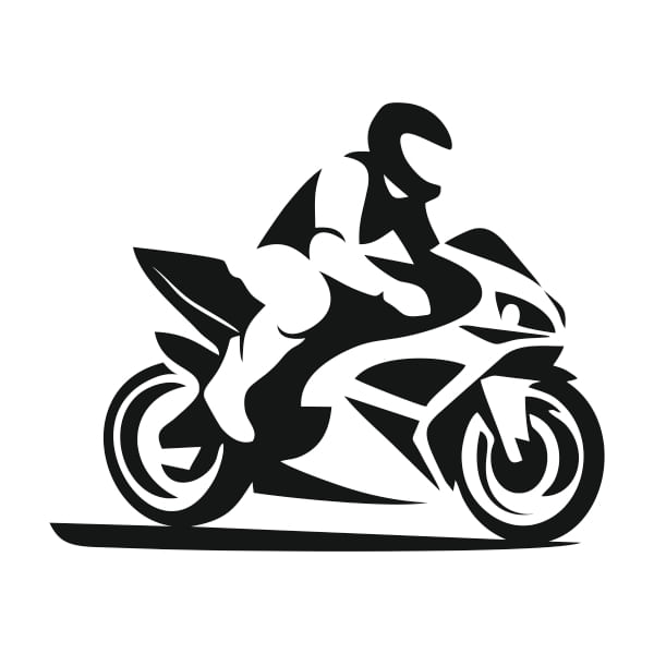Sticker decorativ modern, motociclist cu yamaha, negru, 57 x 82