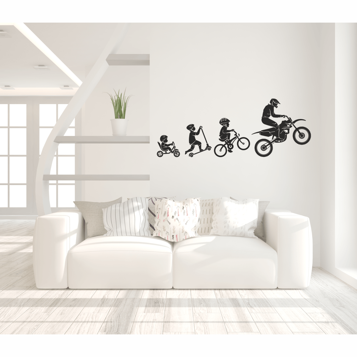 Sticker decorativ, Priti Global, pentru casa, Evolutia motociclistului, de la copil la adult