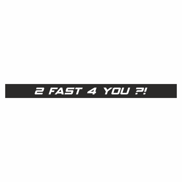 Sticker auto tuning, cu mesaj, 2 fast 4 you ?!, Negru, 80 x 6.5