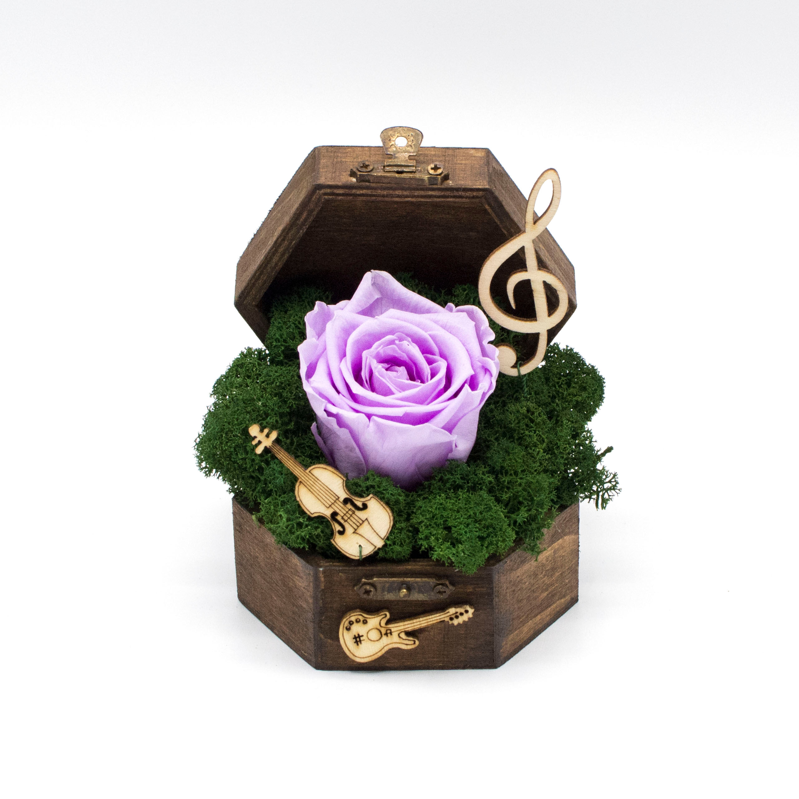 Cufar Music Box cu Trandafir Stabilizat