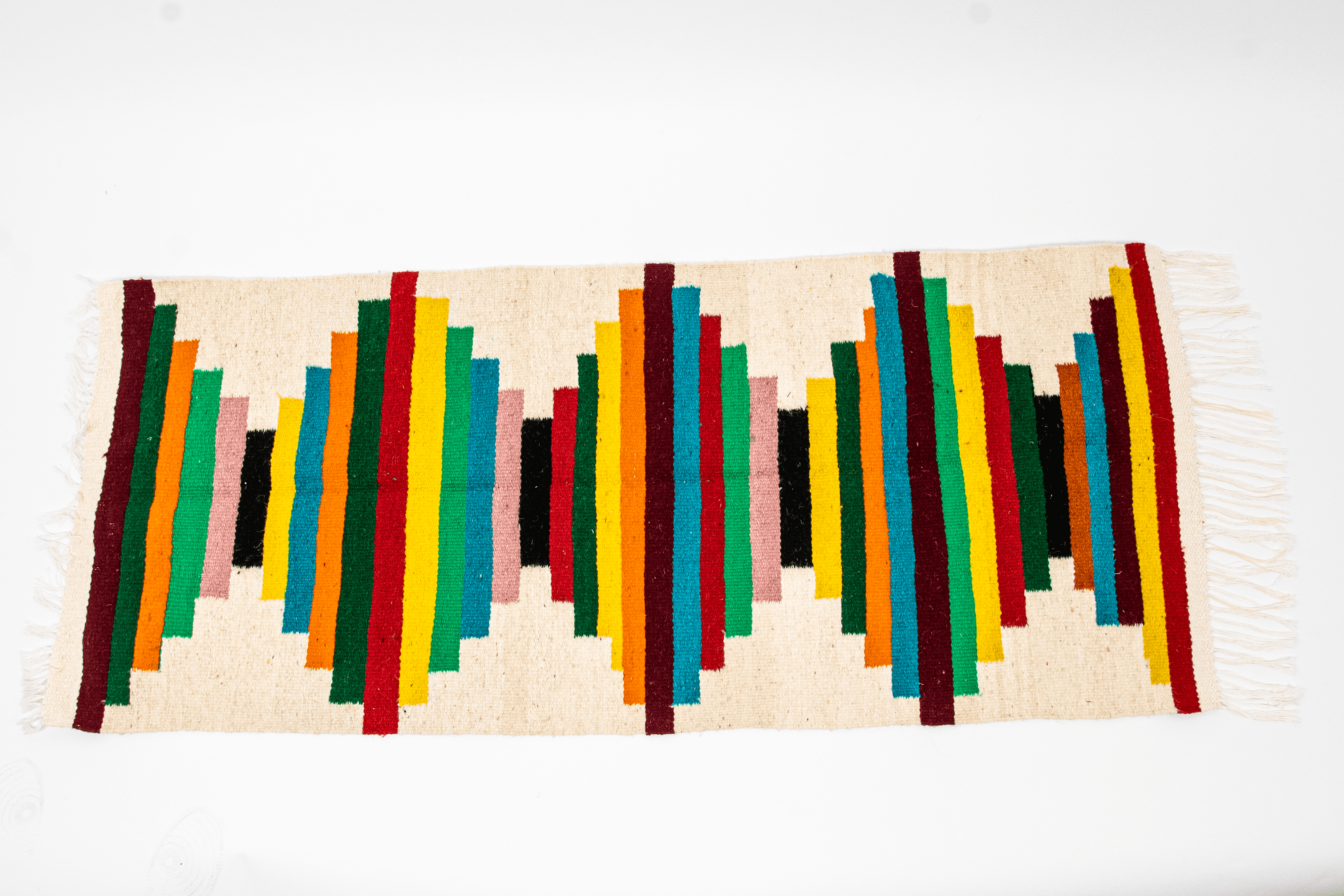 Covor tesut manual din lana naturala multicolor 160 x 70 cm