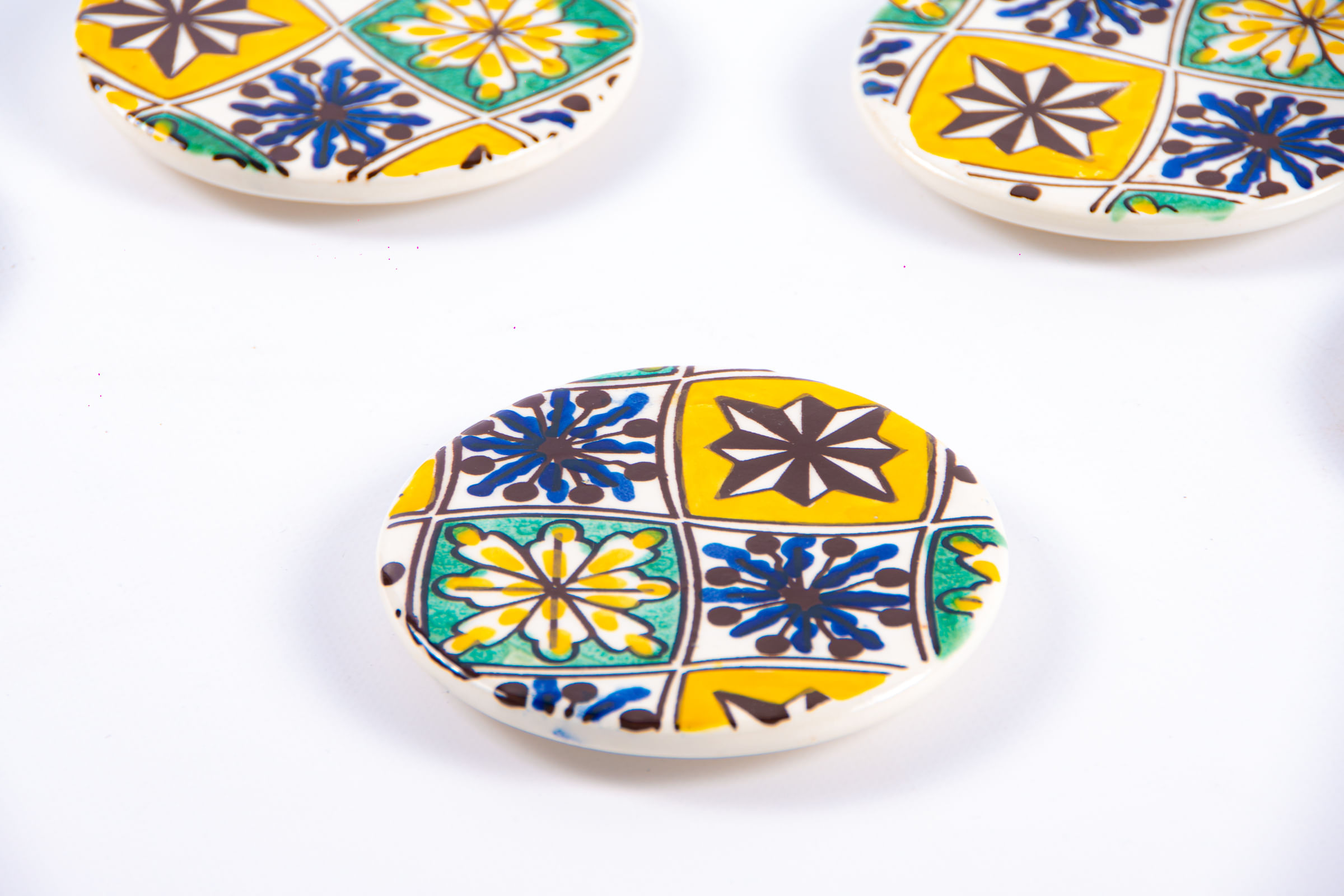 Set suport pahare din ceramica losange, 6 buc., D11 cm