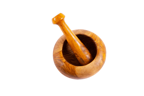 Mojar cu pistil din lemn de maslin rotund