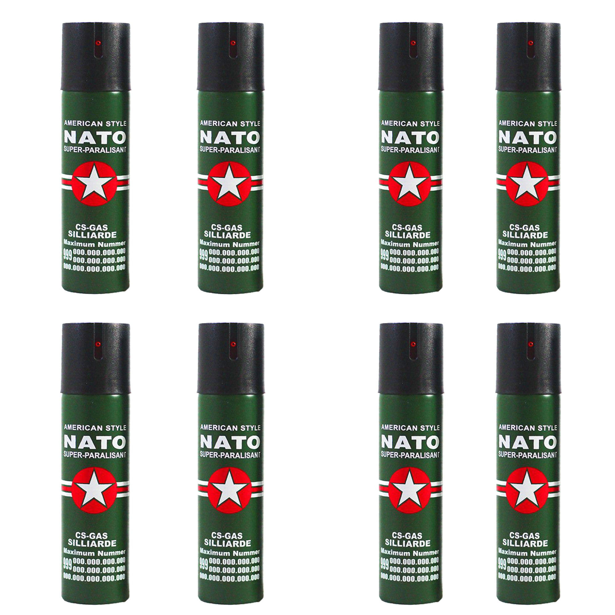 Set 8 sprayuri autoaparare NATO, propulsie jet, 60 ml