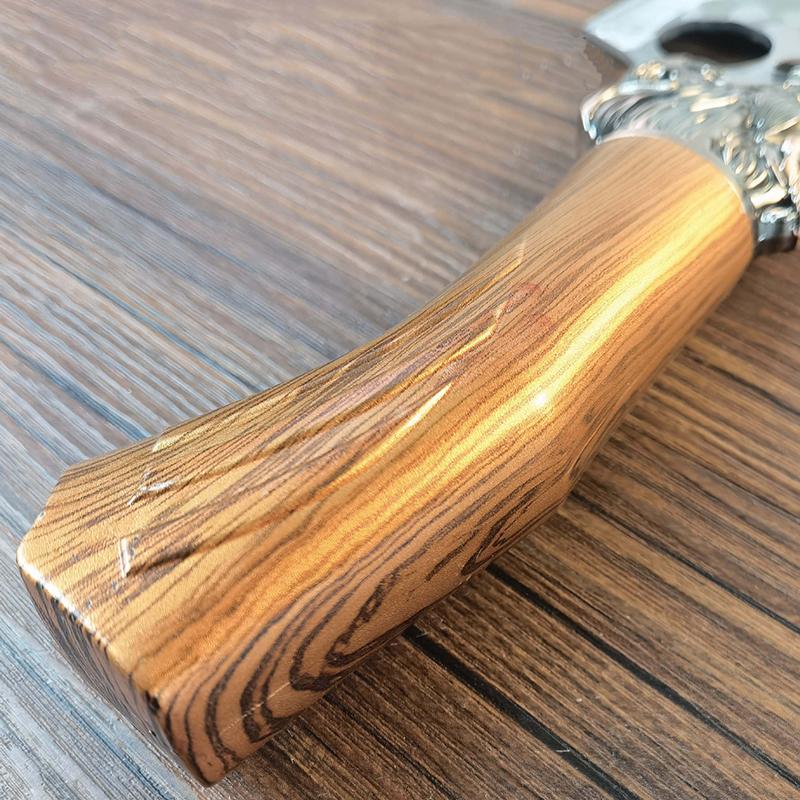Cutit japonez de bucatarie IdeallStore®, Tiger Claw, 29 cm, maro, teaca piele ecologica - 3 | YEO