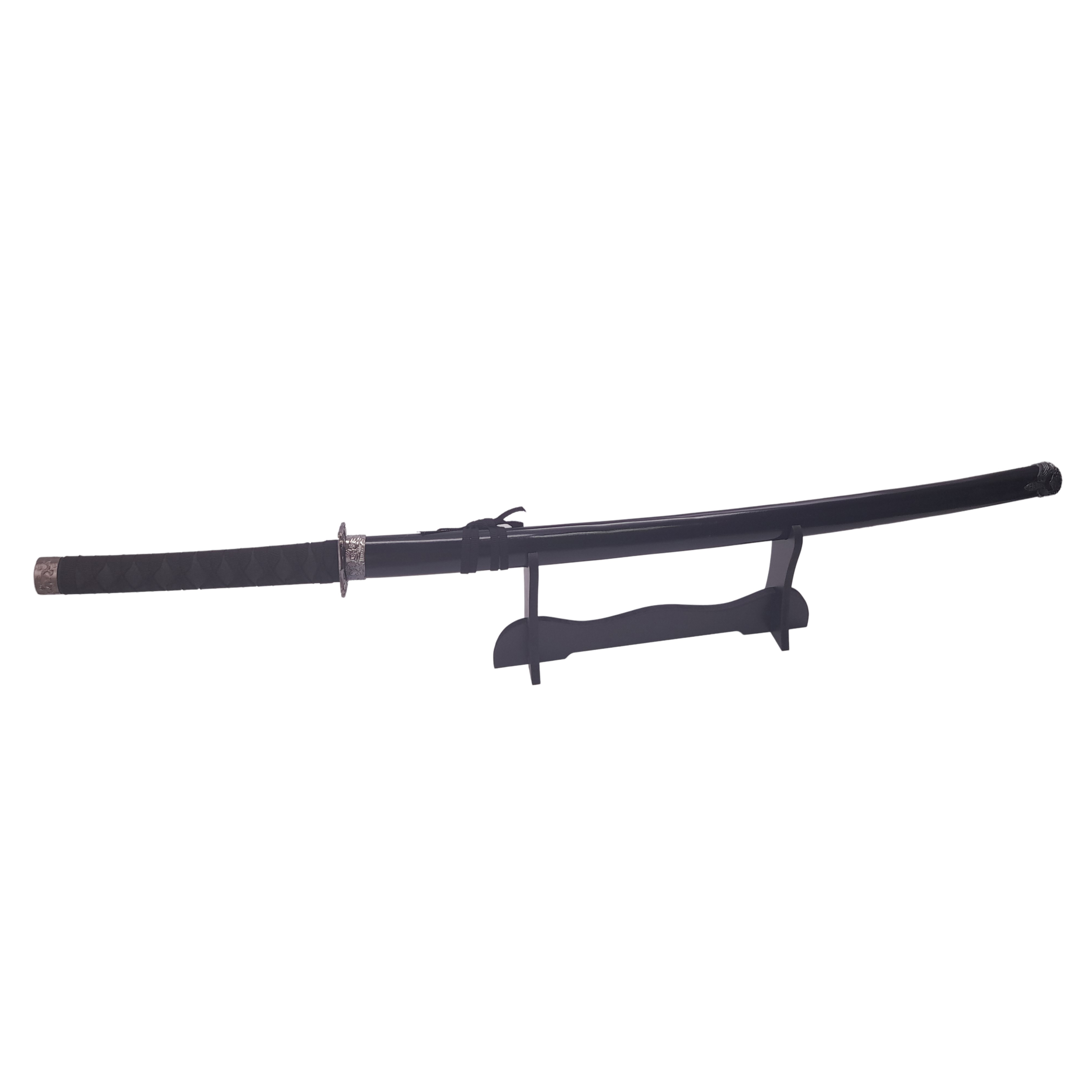 Sabie katana decorativa IdeallStore®, panoplie, Last Samurai, negru, metal, 51.5 cm, suport inclus