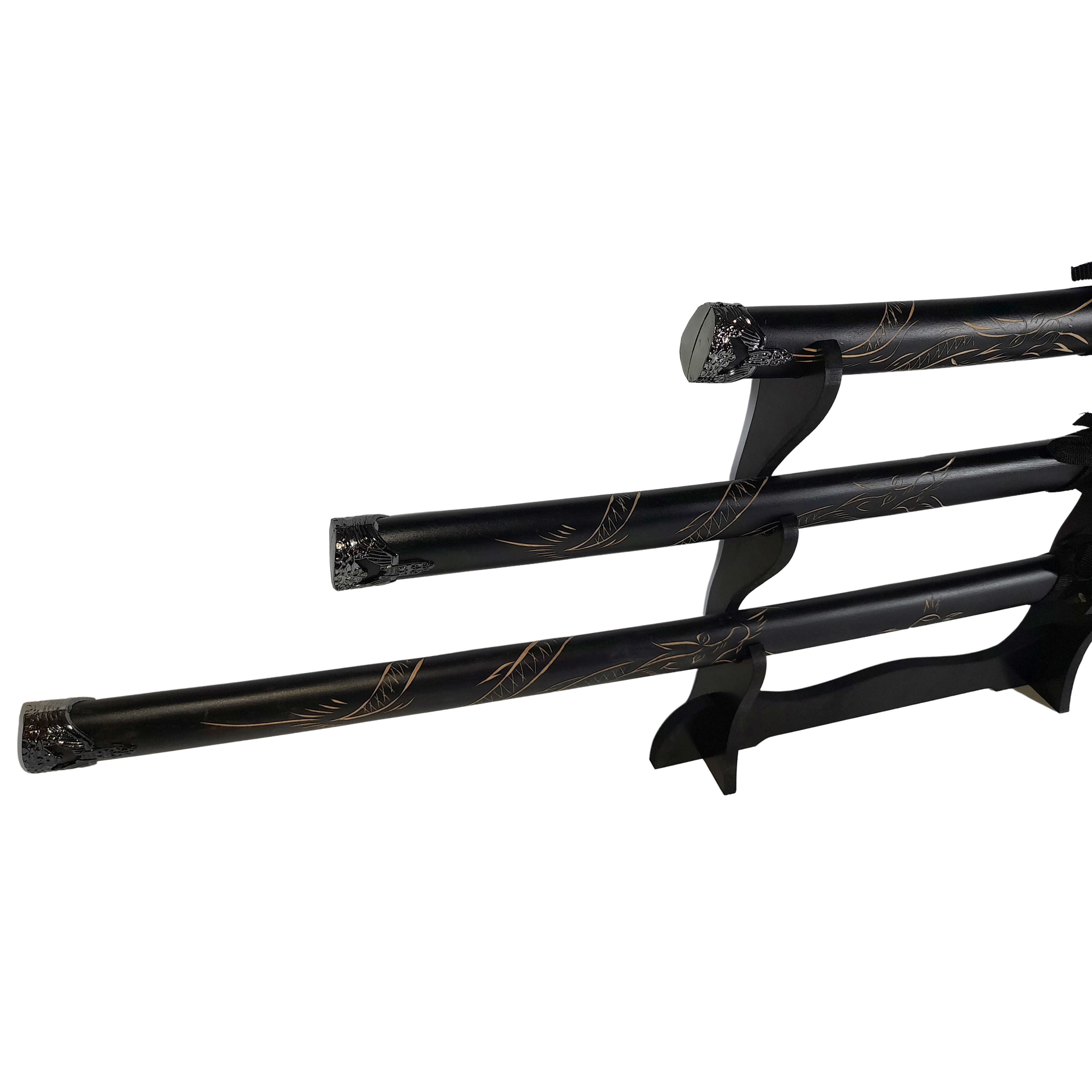 Set sabii katane decorative IdeallStore®, panoplie, Ninja Warrior, negru, metal, 83 cm, teaca inclusa - 4 | YEO