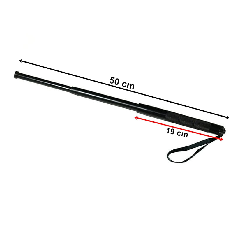 Baston telescopic 50 cm, negru, 3 sectiuni, husa cadou - 2 | YEO