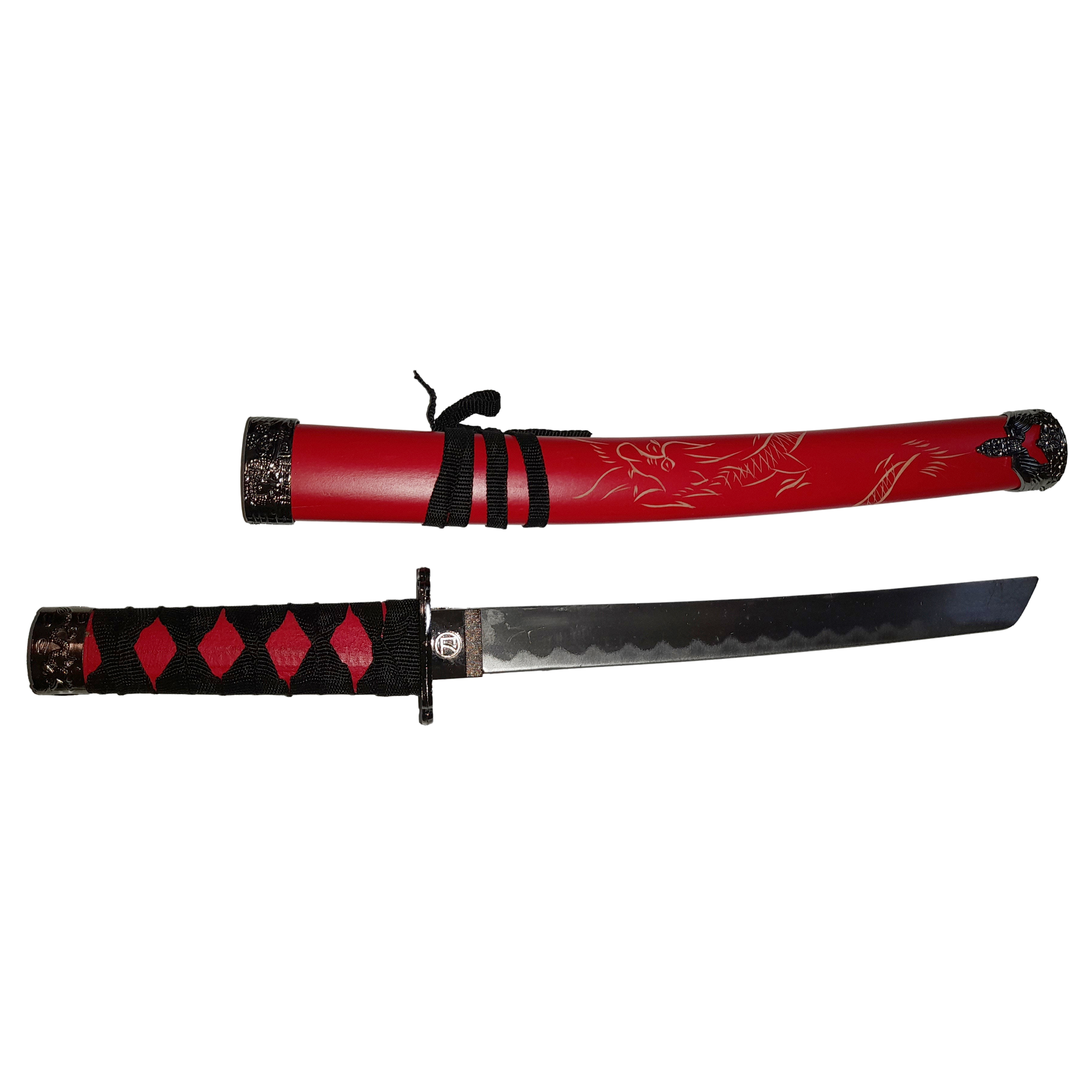 Set sabii katane decorative IdeallStore®, panoplie, Ninja Warrior, rosu, metal, 83 cm, teaca inclusa - imagine 6