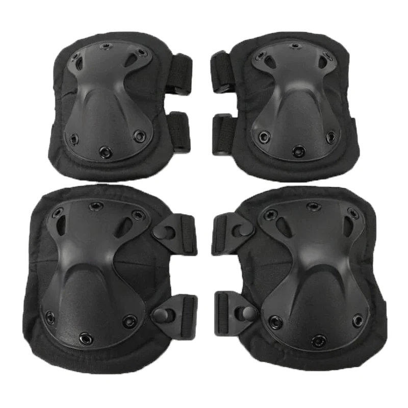 Set de protectie IdeallStore®, Tactical Gear, genunchiere si cotiere, nylon, marime universala, negru