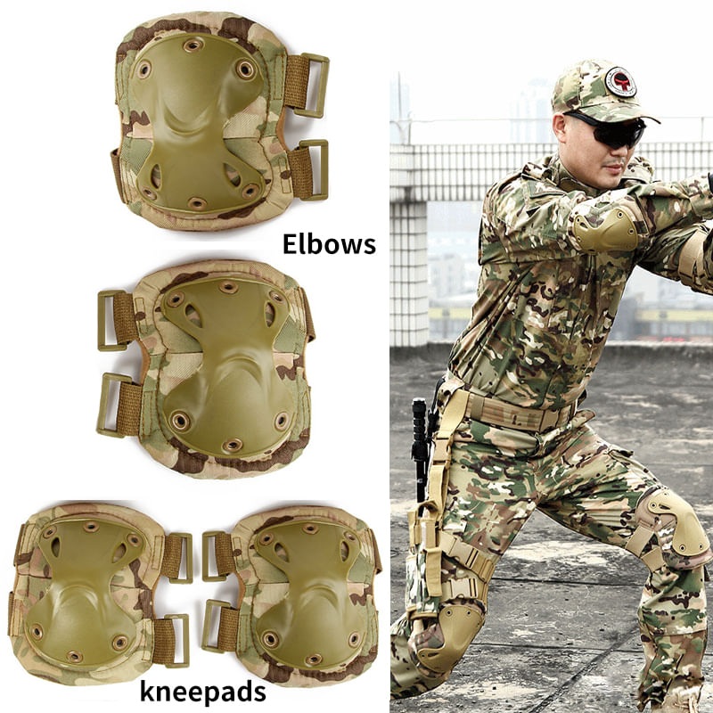 Set de protectie IdeallStore®, Tactical Help, genunchiere si cotiere, nylon, marime universala, camuflaj - 1 | YEO