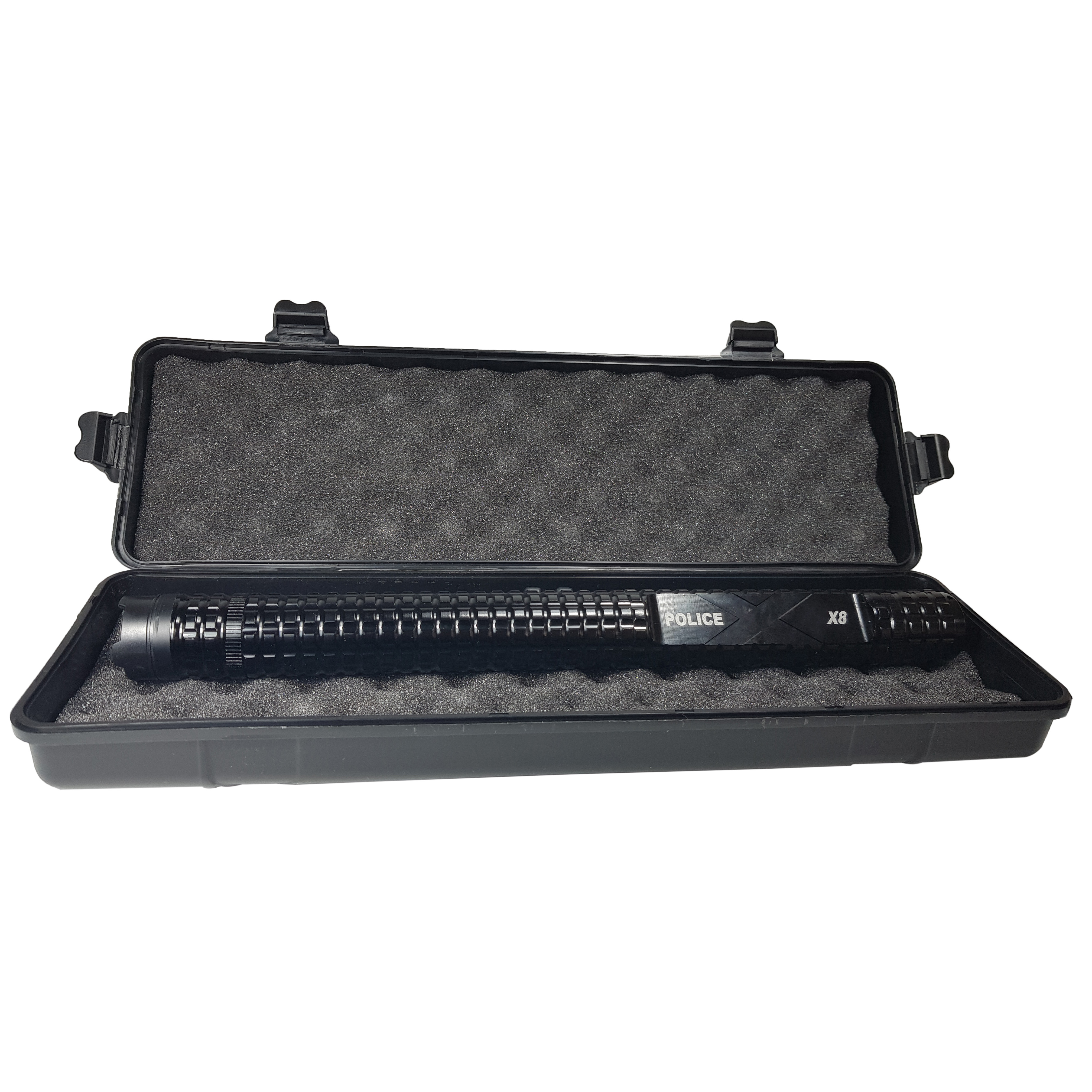 Baston cu electrosoc si lanterna Police X8, metalic, 35 cm, negru, acumulator rezerva inclus - 4 | YEO