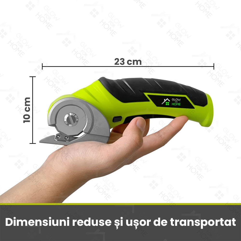 Foarfeca electrica universala pentru taiat carton, Piele,Plastic, Textil, GlowforHome, Lama rezerva, 2000mAh, Verde Lime - 3 | YEO