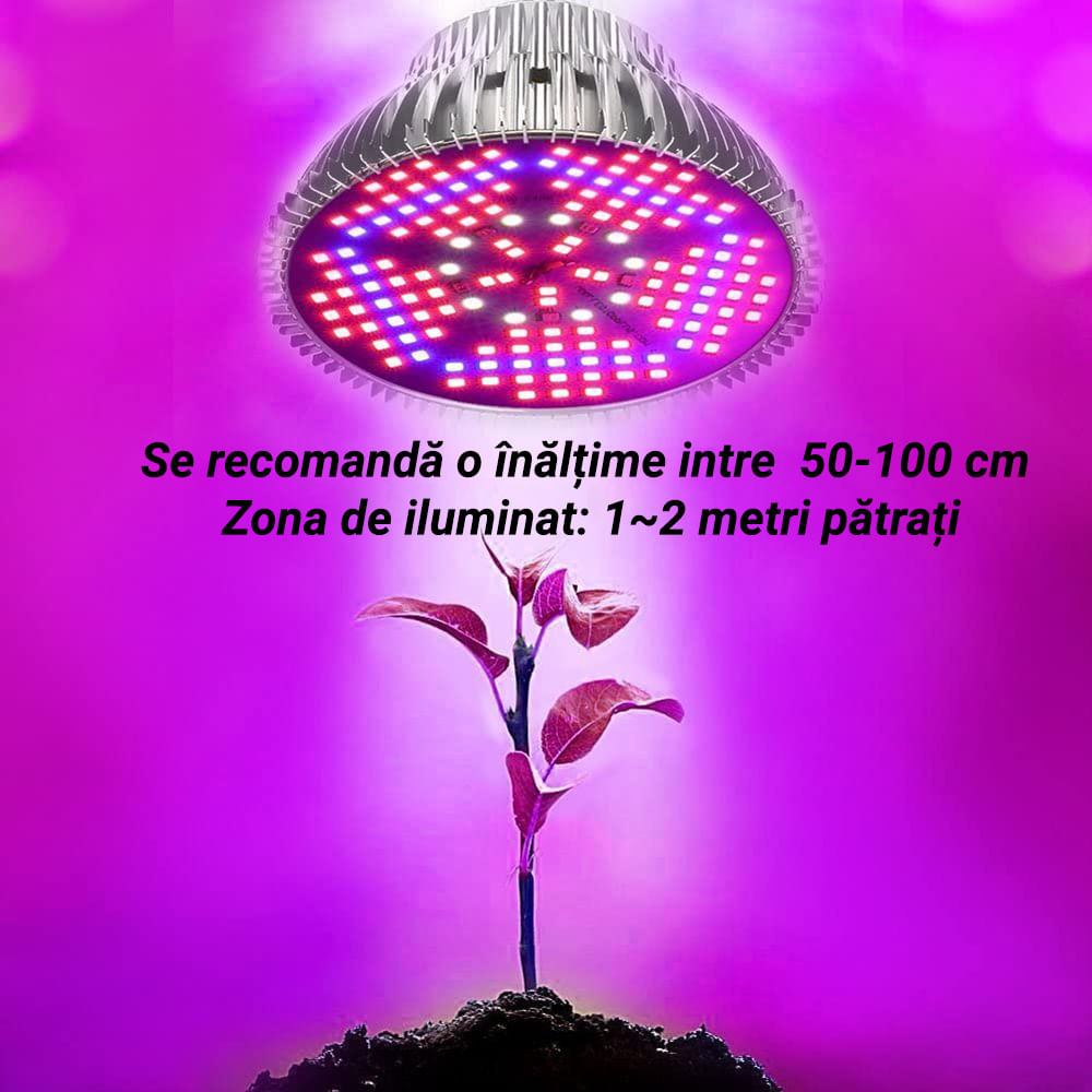 Bec LED pentru cresterea plantelor si legumelor la interior, acvariu, GlowforHome, E27, 100W, 150 Leduri, Argintiu - 4 | YEO