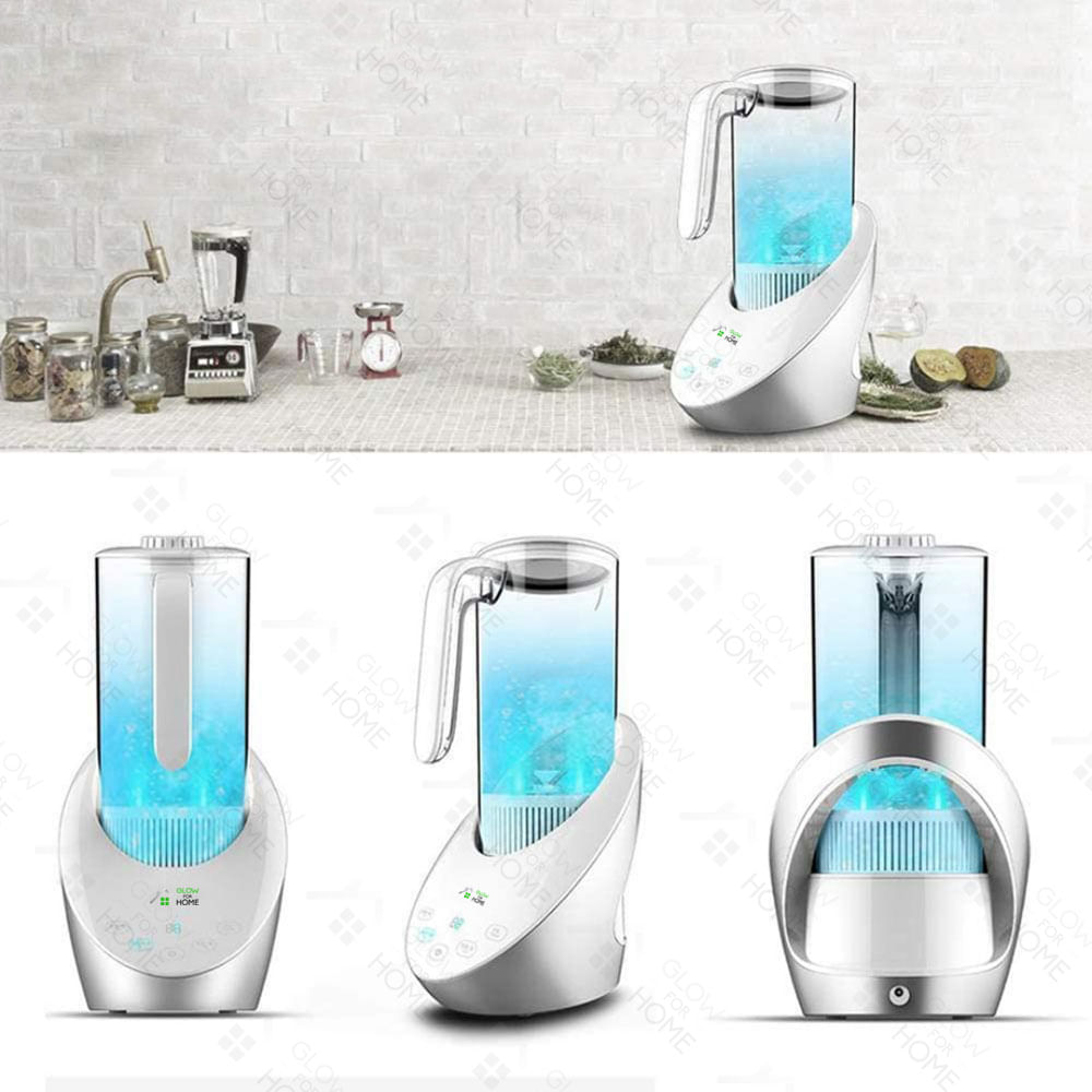 Carafa 1.5L cu recipient pentru hidrogenat si purificat apa, GlowforHome, hidrogen molecular si plasma, alb - 1 | YEO