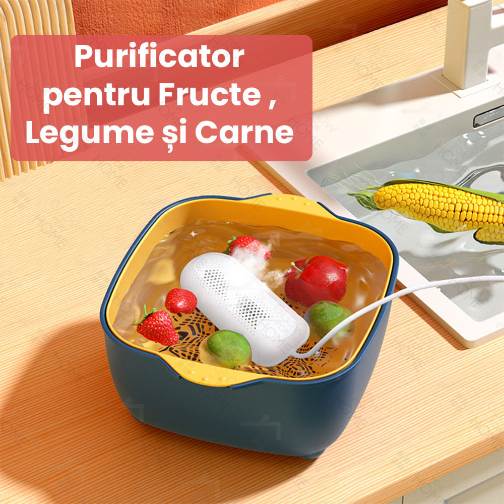 Aparat curatare, dezinfectare si sterilizare alimente GlowforHome, Carne, Legume, Fructe, portabil, USB, Alb - 4 | YEO