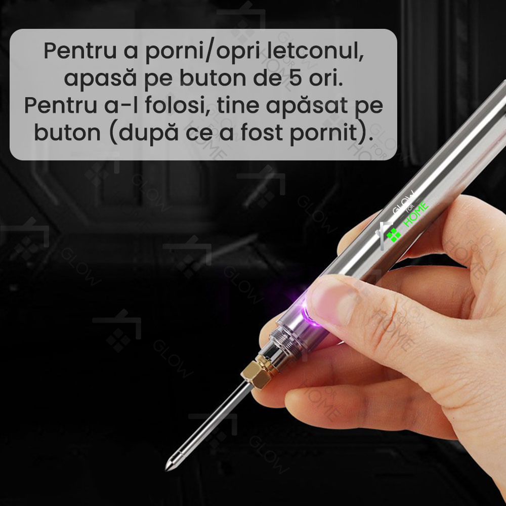 Set letcon portabil cu incarcare USB, GlowforHome, pistol pentru lipit, cositorit si sudat componente electronice - 2 | YEO