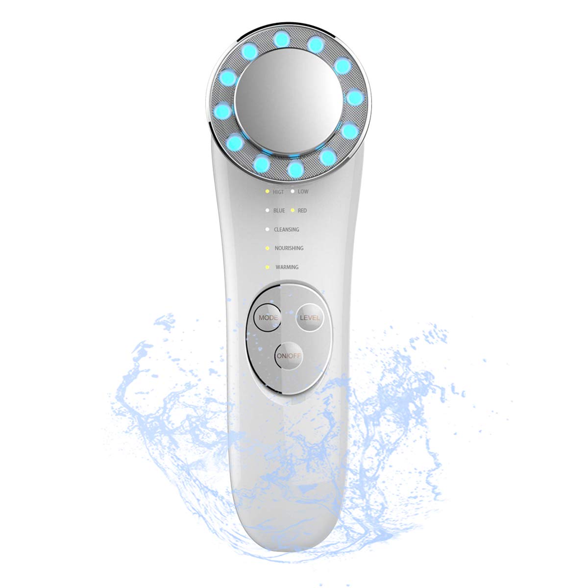 Aparat masaj facial, GlowforHome, LED, , Fototerapie, Microcurent, dispozitiv tratament si ingrijire faciala 5 in 1, Alb - 3 | YEO