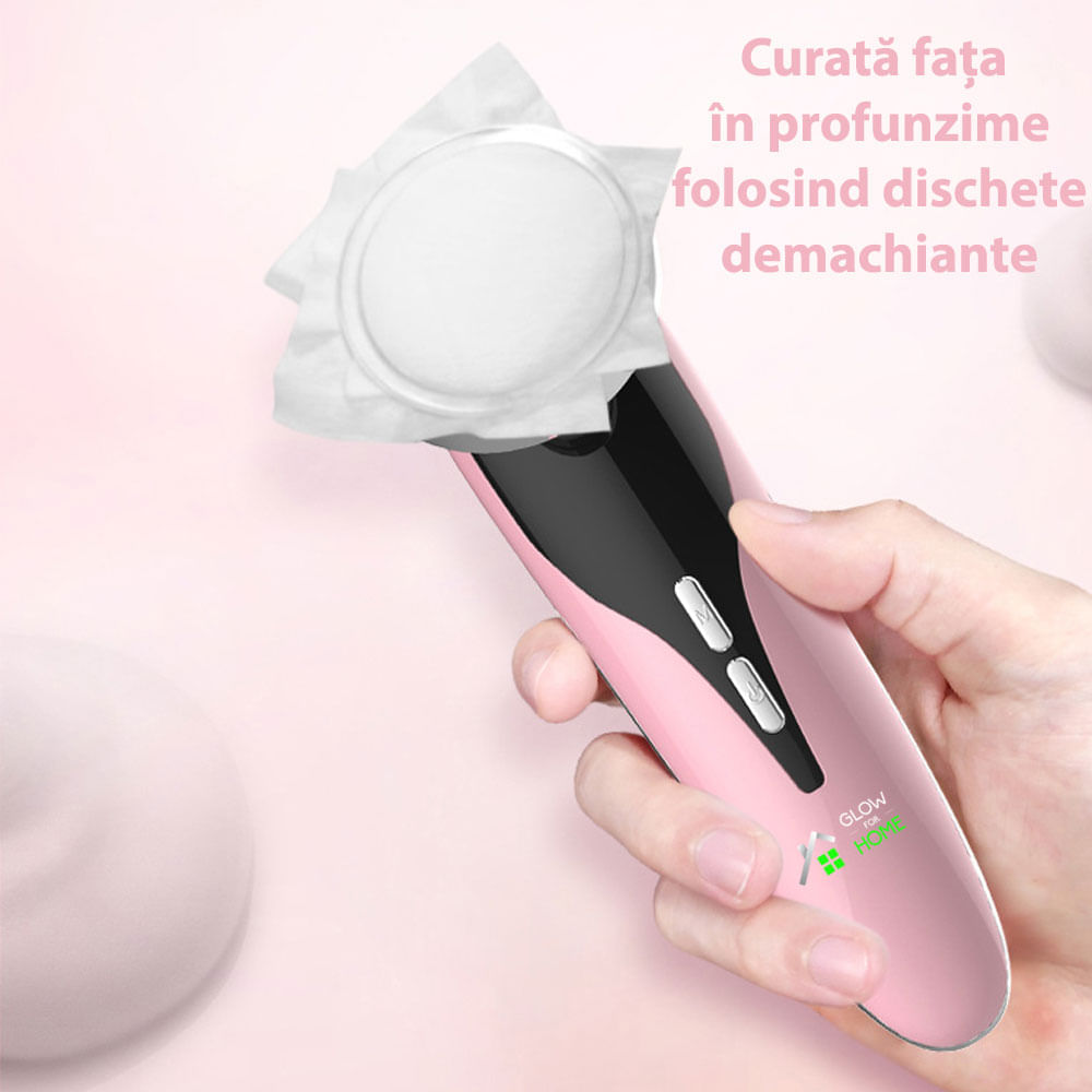 Aparat profesional Multifunctional pentru ingrijirea fetei si intinerirea pielii 5 in 1, GlowforHome, Lifting facial,roz - 3 | YEO