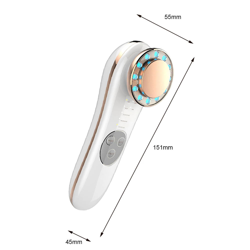 Aparat masaj facial, GlowforHome, LED, , Fototerapie, Microcurent, dispozitiv tratament si ingrijire faciala 5 in 1, Alb - 4 | YEO