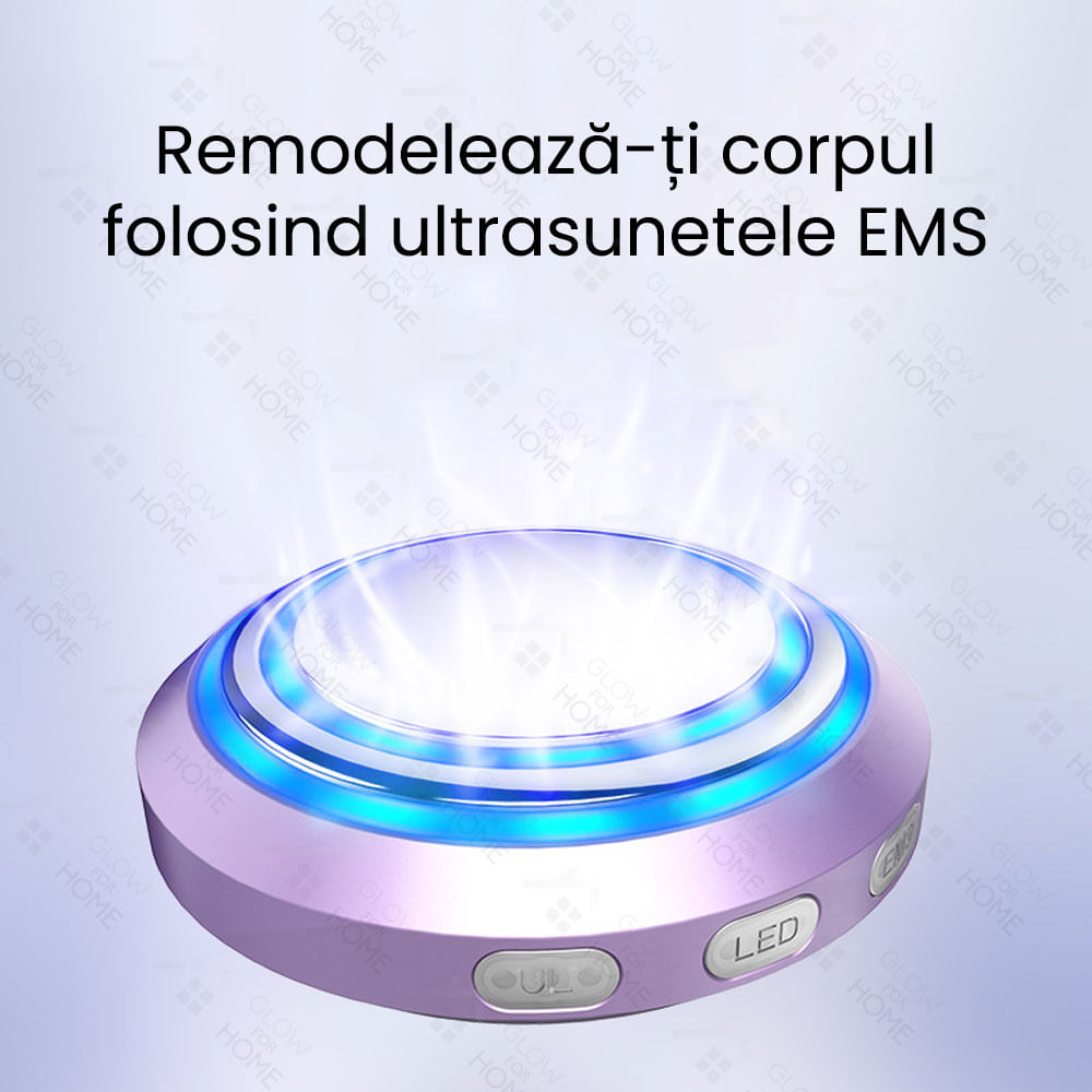 Aparat cu ultrasunete, GlowforHome, pentru remodelare corporala, reducerea grasimii, EMS, microcurent, wireless, mov - 2 | YEO