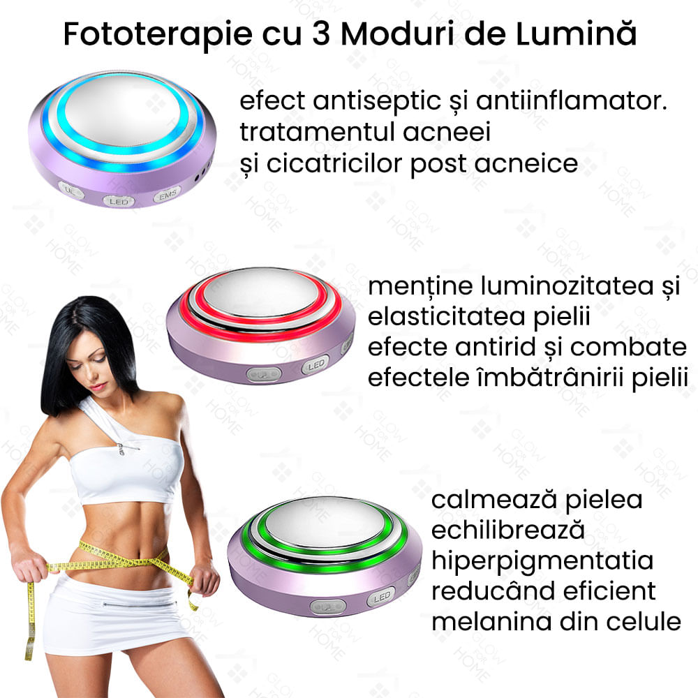 Aparat cu ultrasunete, GlowforHome, pentru remodelare corporala, reducerea grasimii, EMS, microcurent, wireless, mov - 4 | YEO