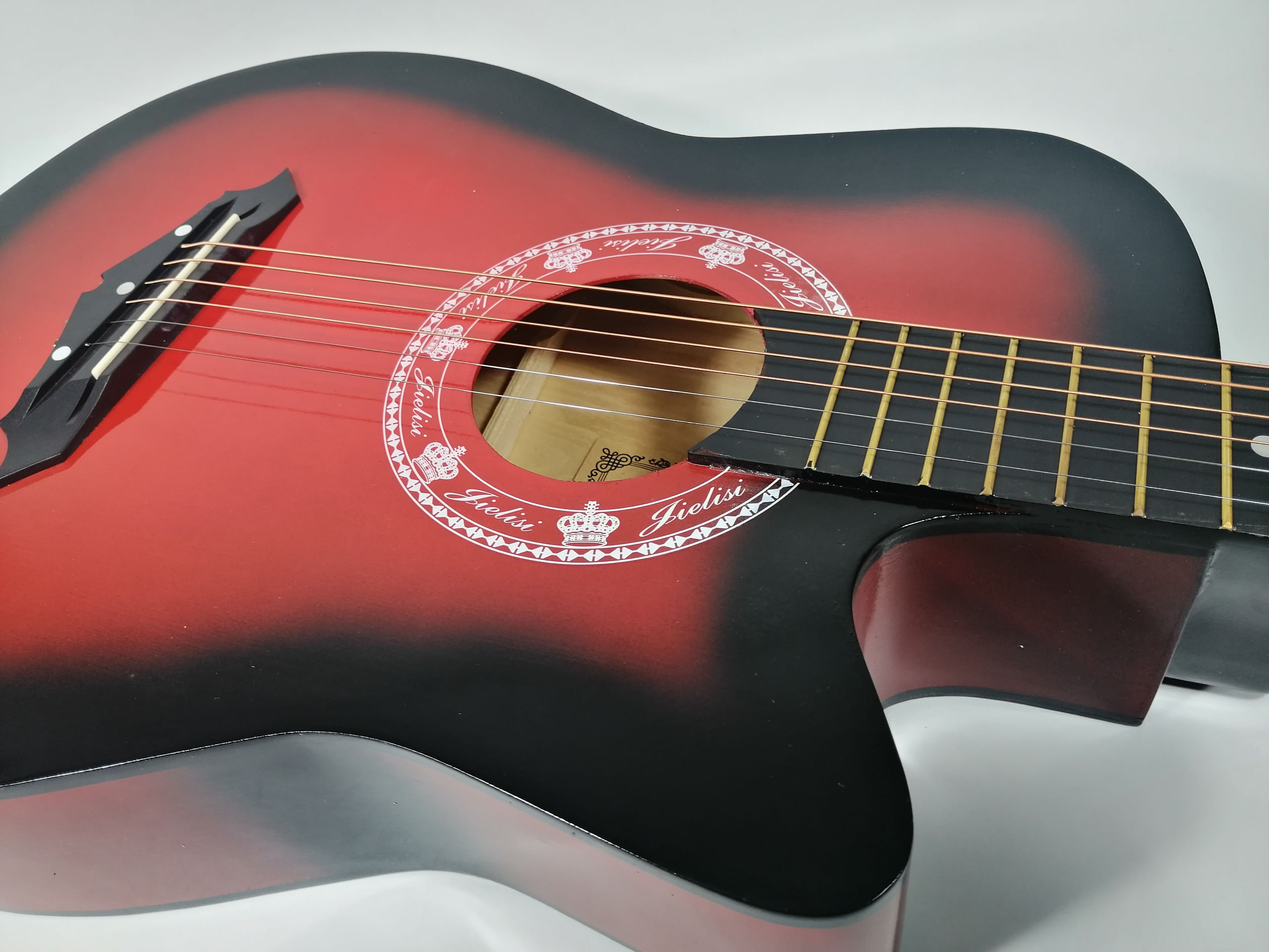 Chitara clasica IdeallStore®, 95 cm, lemn, Cutaway, rosie, husa inclusa - 1 | YEO