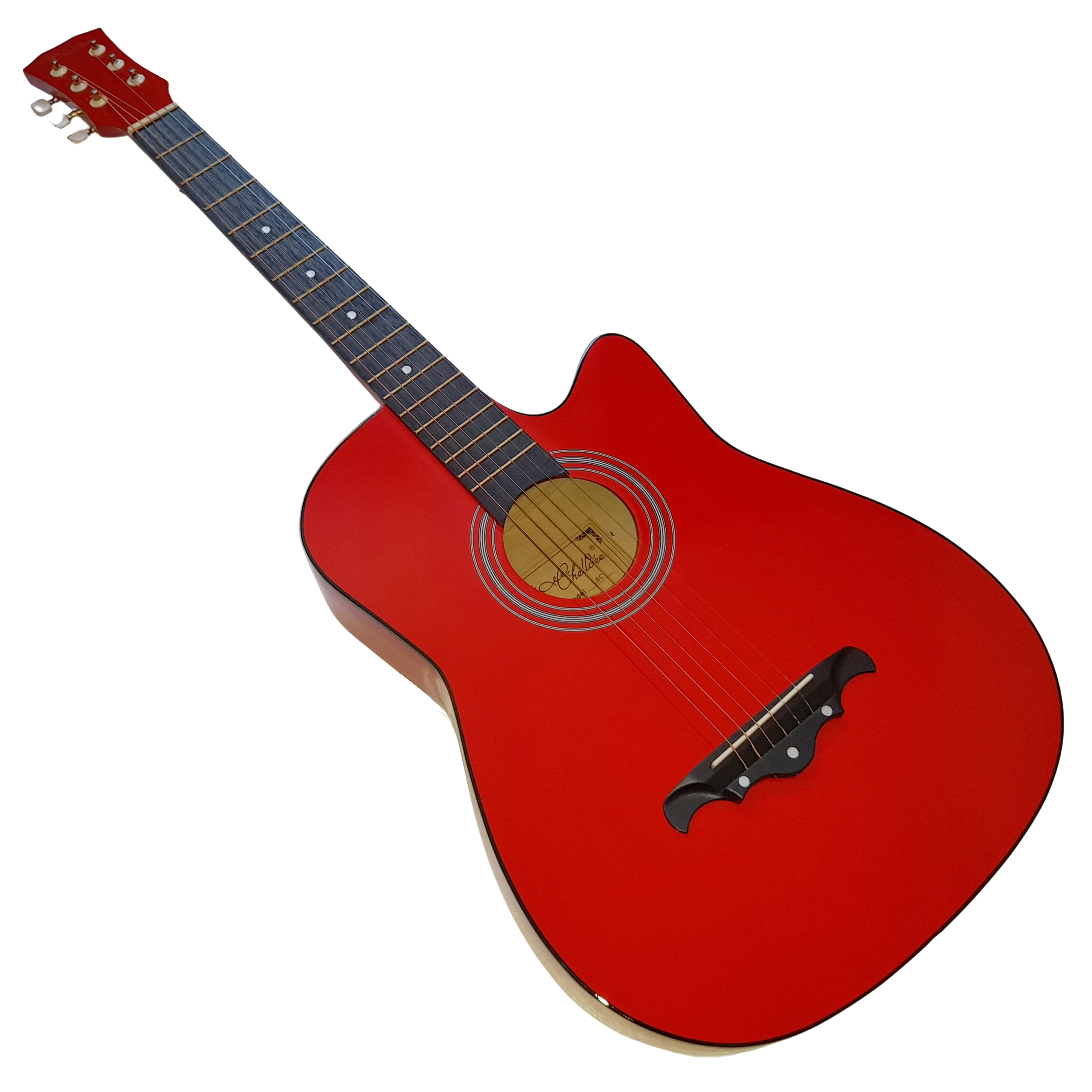 Chitara clasica din lemn IdeallStore®, Red Raven, 95 cm, model Cutaway, rosie, corzi otel, pana inclusa - 2 | YEO