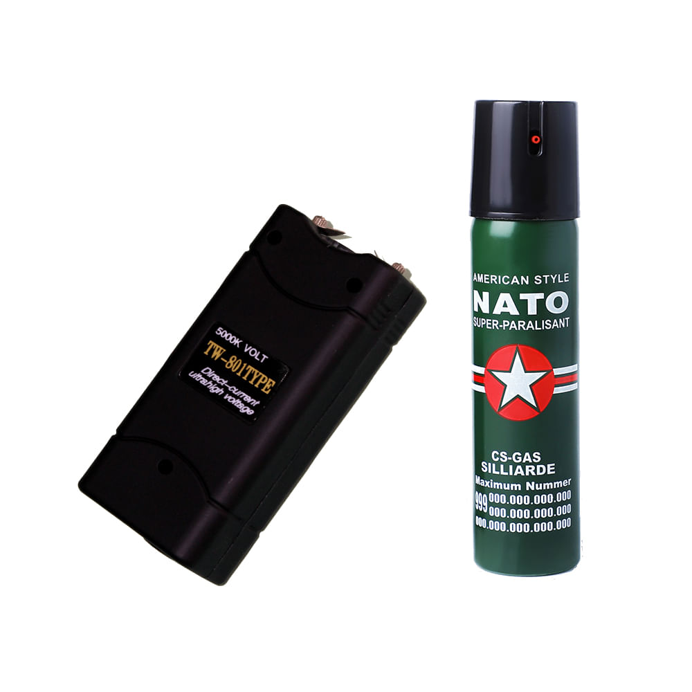 Set doua articole autoaparare IdeallStore®, electrosoc 800T si spray 60 ml, husa inclusa