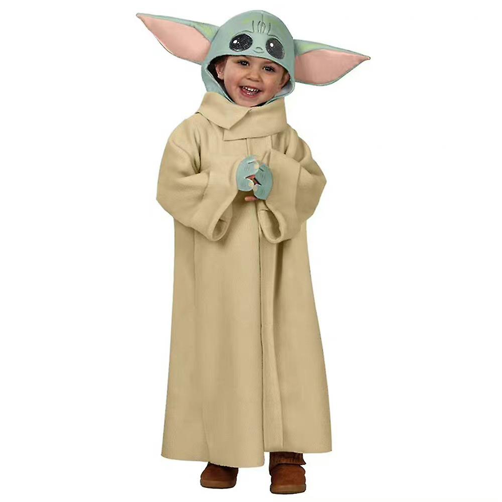 Costum pentru copii IdeallStore®, Baby Yoda, bej, 3-5 ani, masca inclusa