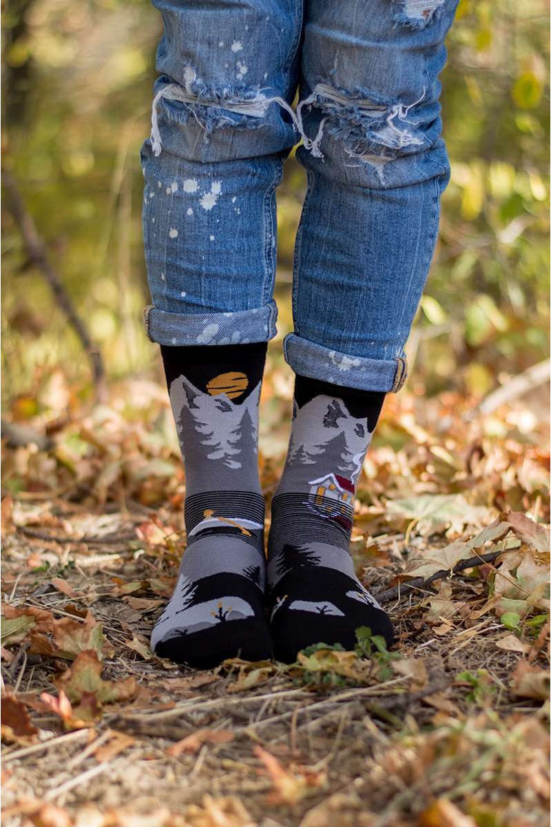 Sosete bumbac Arty Socks Peisaj Montan Gri - 4 | YEO