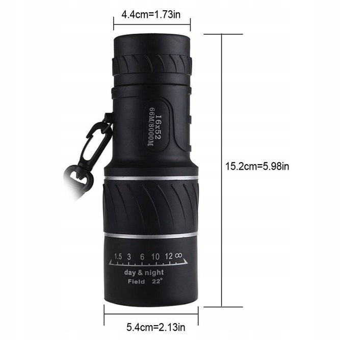 Luneta de camping si vanatoare IdeallStore, Monocular, 16x52, negru, husa inclusa - 4 | YEO