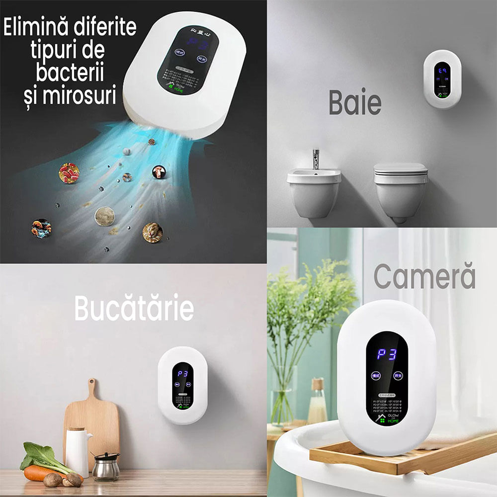 Purificator de aer cu ozon, GlowforHome, 5W,130mg/h,30 mp, 4 moduri functionare, LCD, alimentare 220V, alb - 3 | YEO