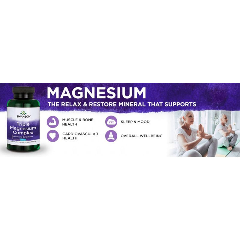 Swanson Triple Magnesium Complex, 400mg - 100 Capsule - 2 | YEO