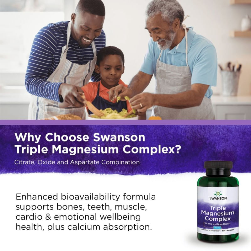 Swanson Triple Magnesium Complex, 400mg - 100 Capsule - 3 | YEO