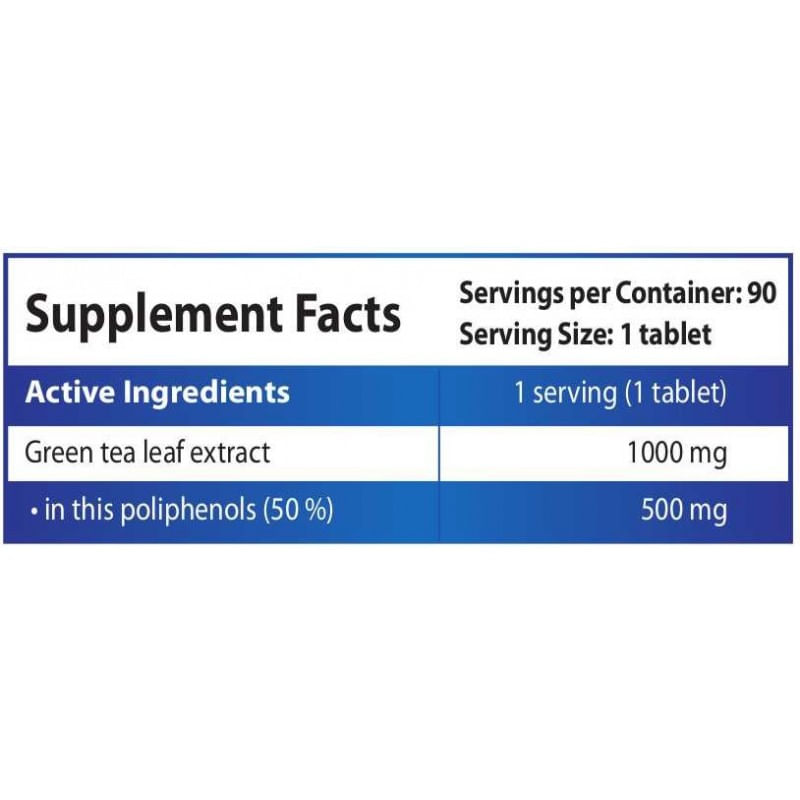 HS Labs Ceai verde (Green Tea) 1000mg 90 Tablete - 1 | YEO