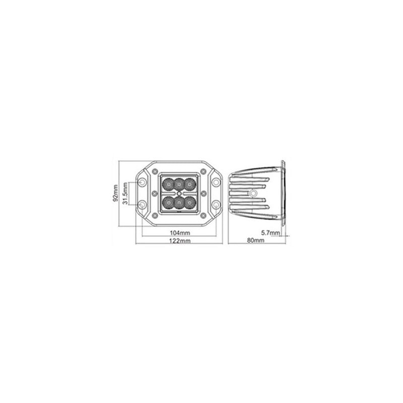 Proiector LED Auto Offroad 18W/12V-24V, 1320 Lumeni, Incastrabil, Flood Beam 90 - 1 | YEO