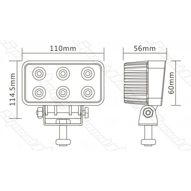 Proiector LED Auto Offroad 18W/12V-24V, 1320 Lumeni, Dreptunghiular, Flood Beam 60 Grade - 1 | YEO