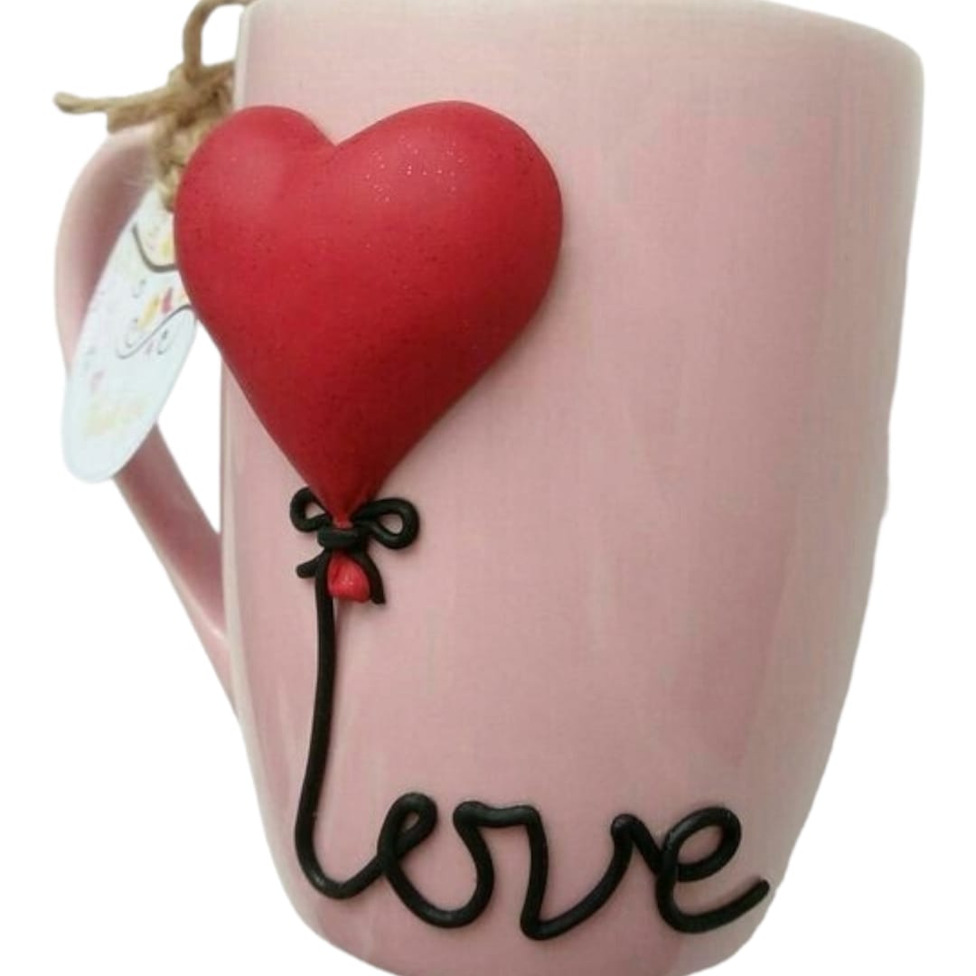 Cana personalizata cu lut polimeric Fimo "Love", handmade