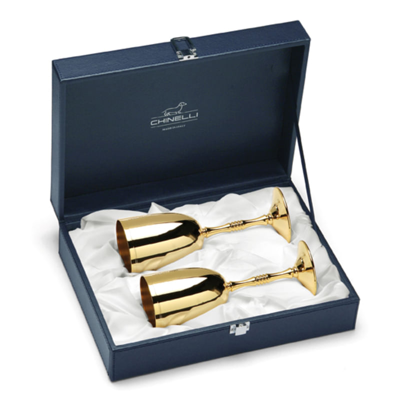 Set 2 cupe sampanie aurite, Chinelli, H17cm
