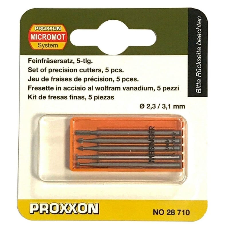 Set freze din otel-wolfram-vanadiu Proxxon 28710, Ø2.35-Ø3.1 mm, 5 piese