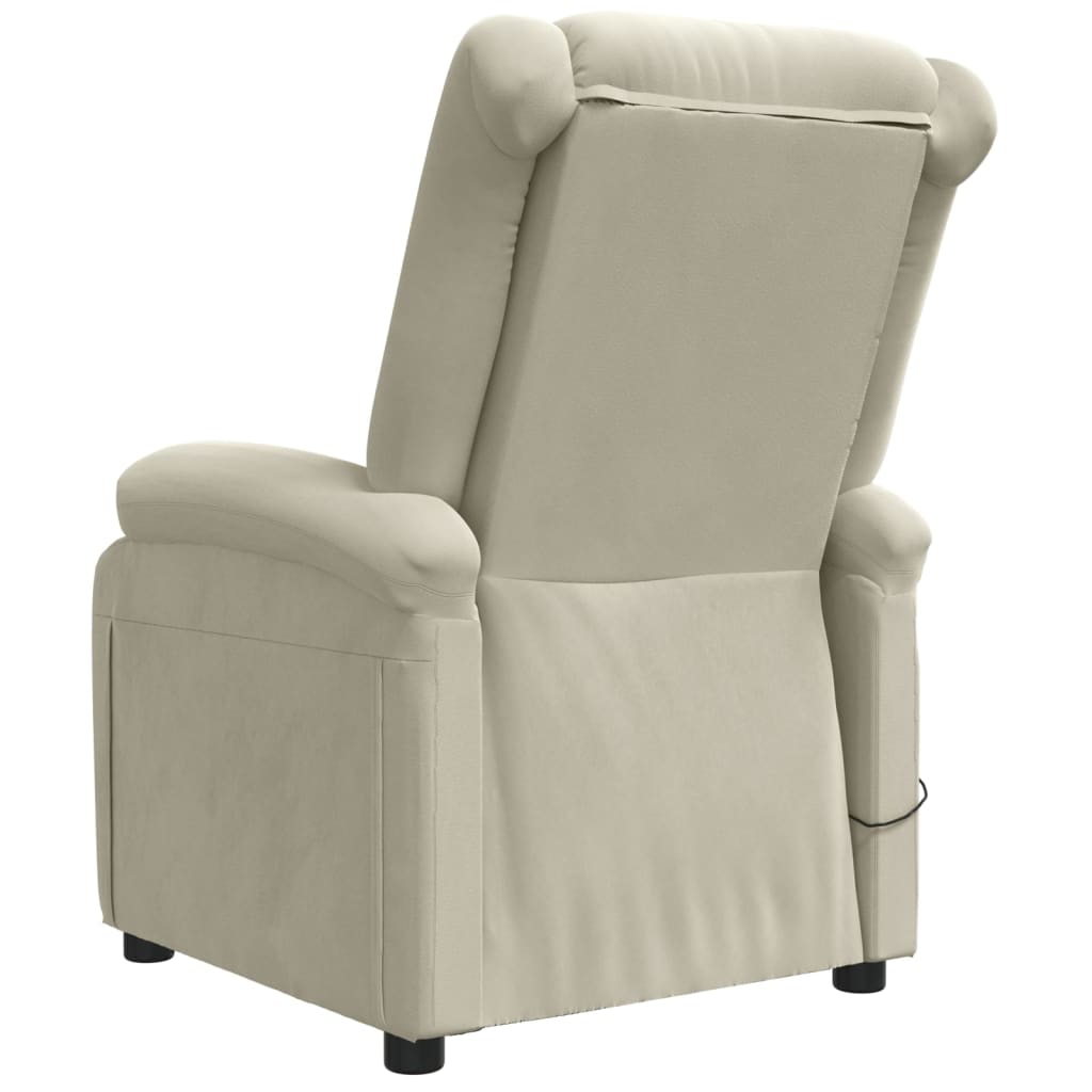 Fotoliu rabatabil electric, crem, catifea — imaginea 6